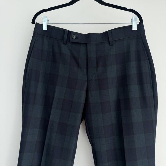 Ralph Lauren Pants Mens 32x30 Green Blue Tartan Plaid 100% Wool Blackwatch Chino - Picture 1 of 11